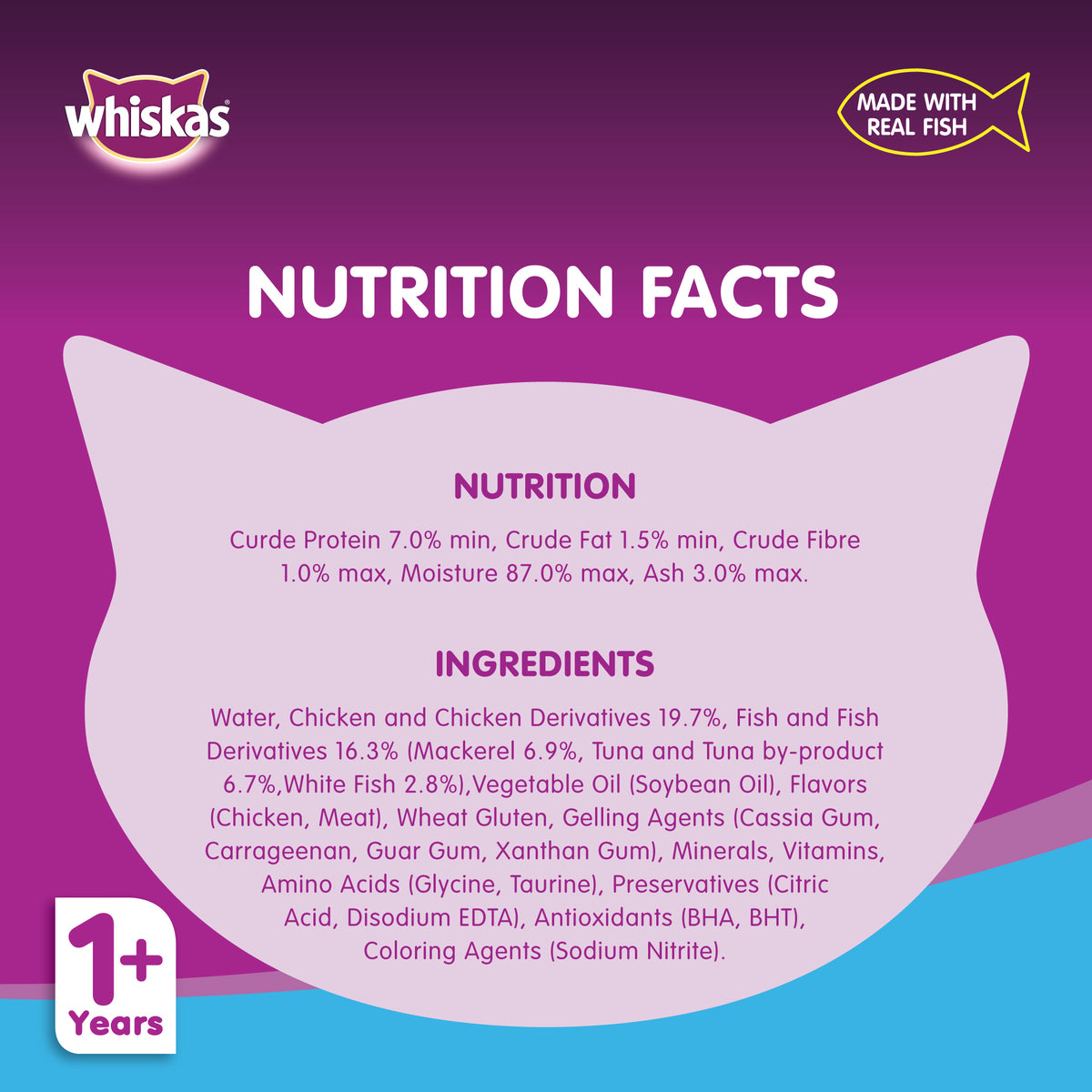 GETIT.QA- Qatar’s Best Online Shopping Website offers WHISKAS WET CAT FOOD OCEAN FISH FOR ADULT CATS 1+ YEARS 80 G at the lowest price in Qatar. Free Shipping & COD Available!