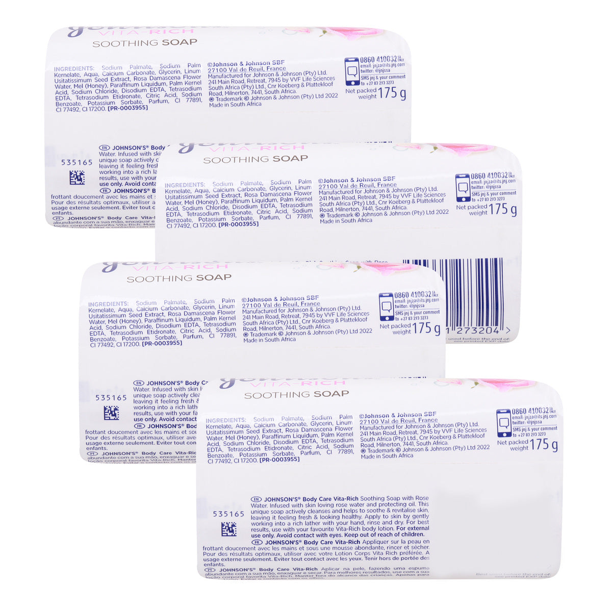 GETIT.QA- Qatar’s Best Online Shopping Website offers JOHNSON & JOHNSON VITA RICH ROSE WATER SOAP-- 4 X 175 G at the lowest price in Qatar. Free Shipping & COD Available!