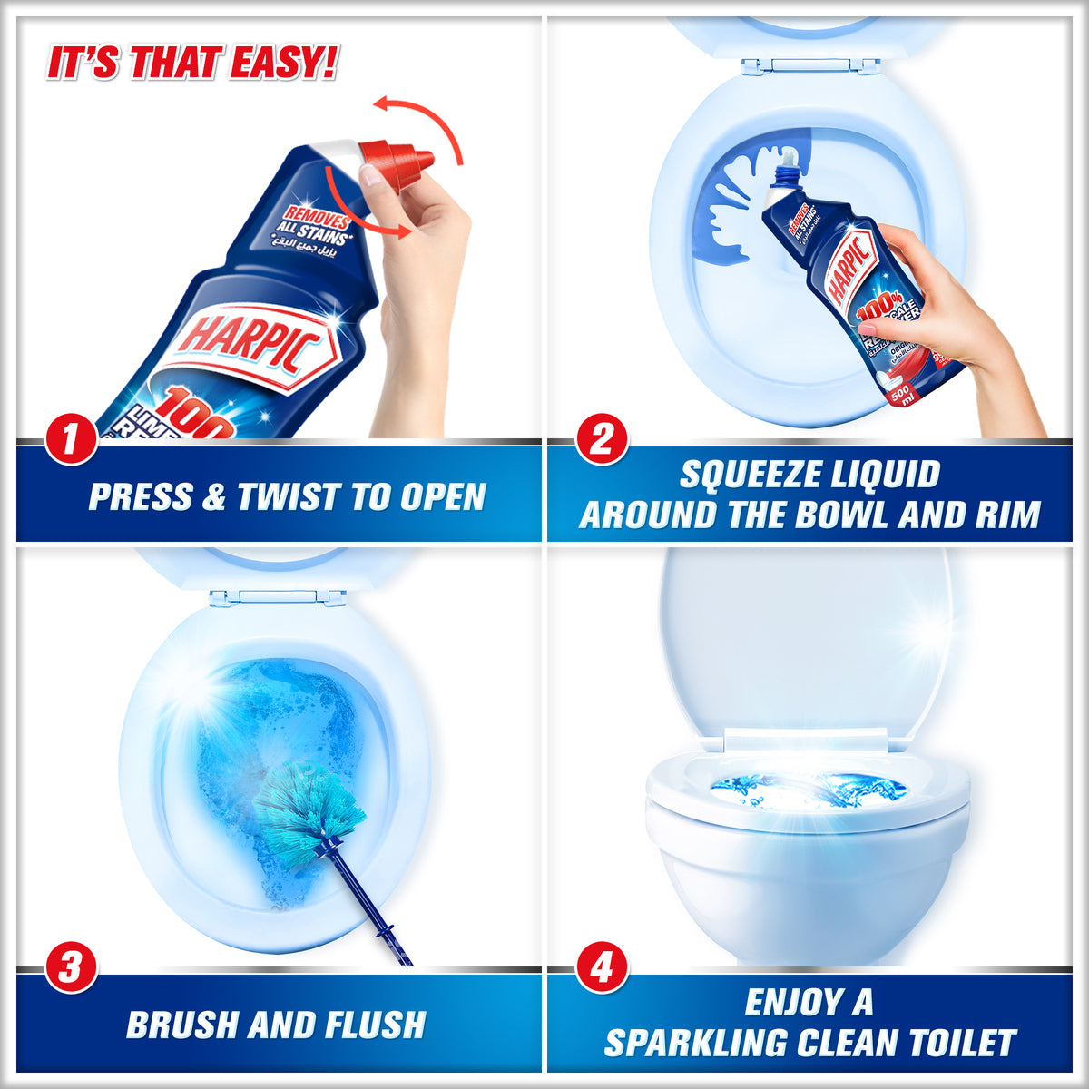 GETIT.QA- Qatar’s Best Online Shopping Website offers HARPIC TOILET CLEANER LIQUID ORIGINAL 500 ML at the lowest price in Qatar. Free Shipping & COD Available!