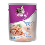 GETIT.QA- Qatar’s Best Online Shopping Website offers WHISKAS PURRFECTLY FISH WITH TUNA WET CAT FOOD FOR ADULT CATS 1+ YEARS 85G at the lowest price in Qatar. Free Shipping & COD Available!
