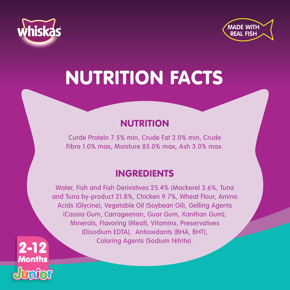 GETIT.QA- Qatar’s Best Online Shopping Website offers WHISKAS JUNIOR TUNA WET KITTEN FOOD POUCH FOR KITTENS FROM 2 TO 12 MONTHS 80 G at the lowest price in Qatar. Free Shipping & COD Available!