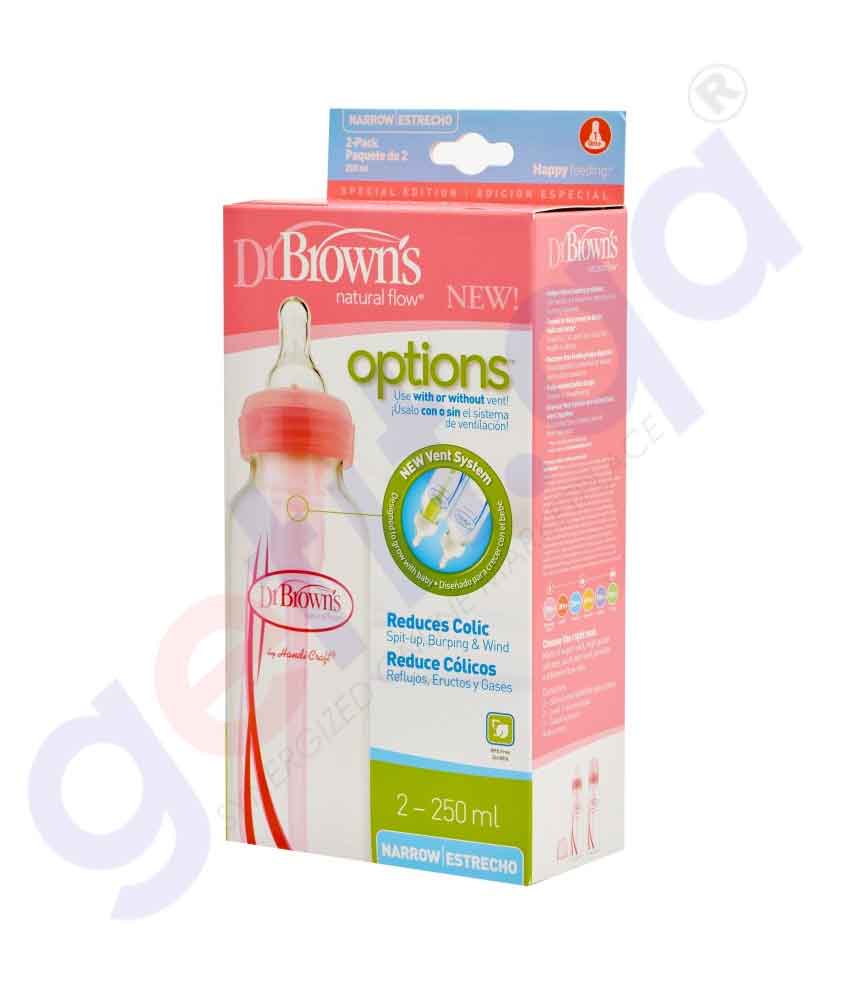 Buy Dr Brown's Narrow Neck Bottle 8oz Pink in Doha Qatar