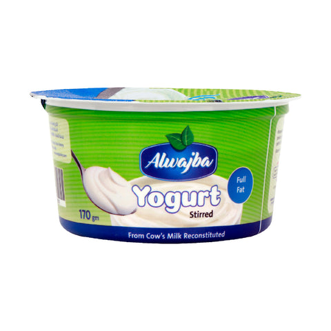 GETIT.QA- Qatar’s Best Online Shopping Website offers AL WAJBA STIRRED YOGURT PLAIN FULL FAT 170G at the lowest price in Qatar. Free Shipping & COD Available!