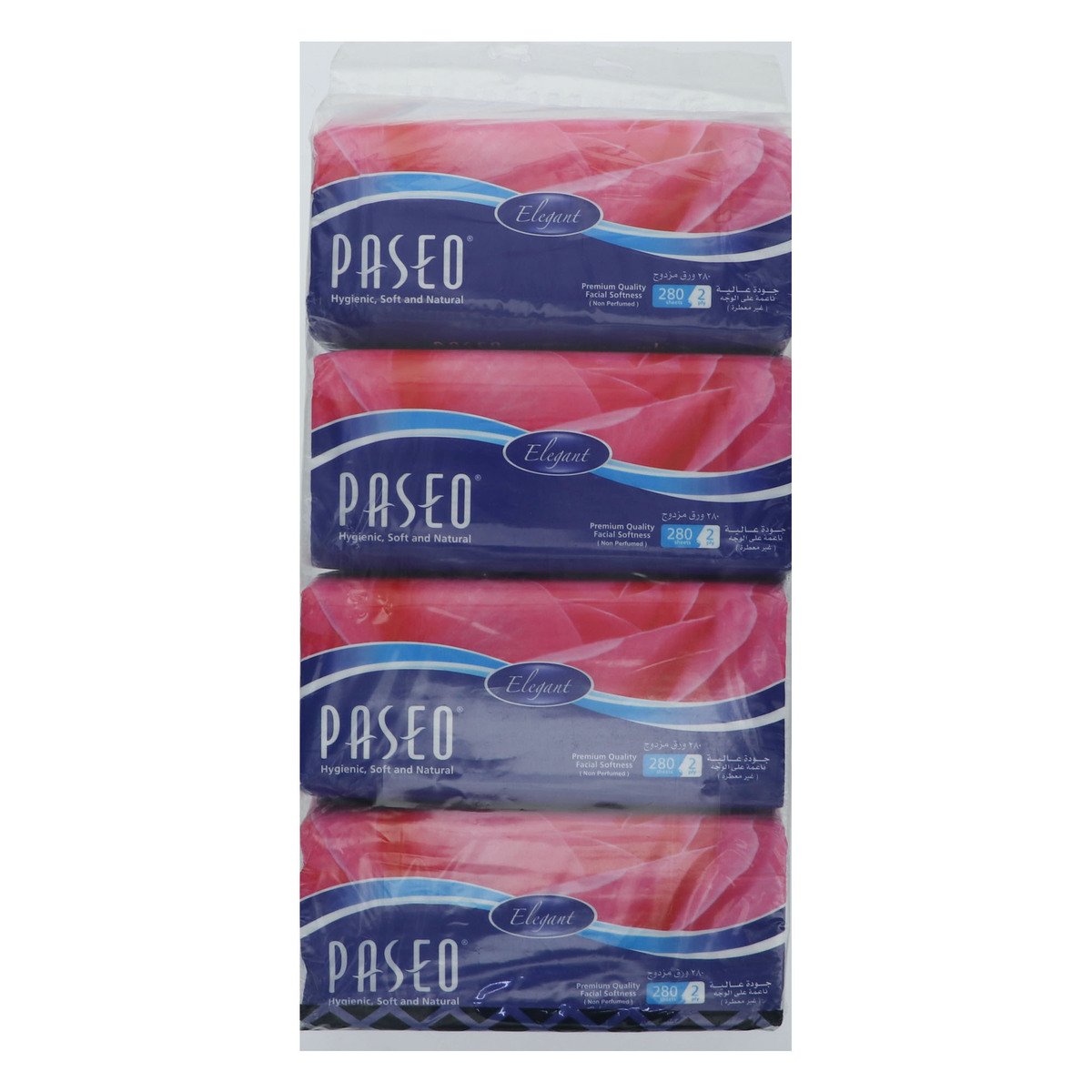 GETIT.QA- Qatar’s Best Online Shopping Website offers PASEO ELEGANT FACIAL TISSUE SOFTNESS (NON-PERFUMED) 2PLY 4 X 280 SHEETS at the lowest price in Qatar. Free Shipping & COD Available!