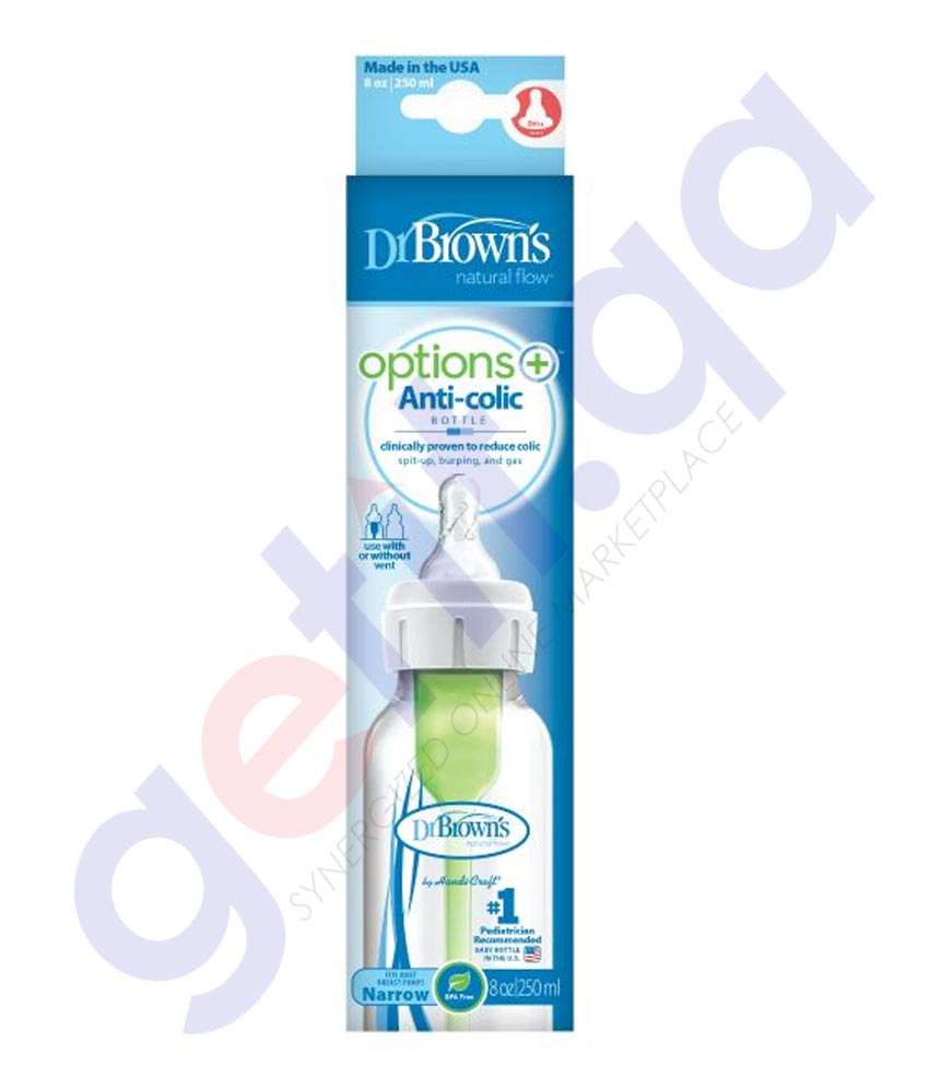 Shop Dr Brown's 8oz Narrow Neck Options+ Bottle Doha Qatar