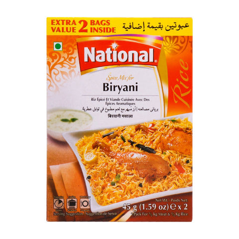GETIT.QA- Qatar’s Best Online Shopping Website offers NATIONAL BIRYANI MASALA 2 X 45 G
 at the lowest price in Qatar. Free Shipping & COD Available!