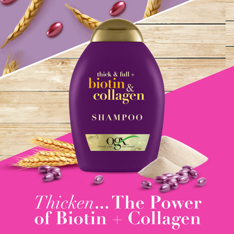 GETIT.QA- Qatar’s Best Online Shopping Website offers OGX SHAMPOO THICK & FULL + BIOTIN & COLLAGEN 385 ML at the lowest price in Qatar. Free Shipping & COD Available!