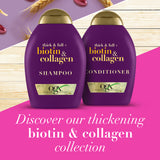 GETIT.QA- Qatar’s Best Online Shopping Website offers OGX SHAMPOO THICK & FULL + BIOTIN & COLLAGEN 385 ML at the lowest price in Qatar. Free Shipping & COD Available!