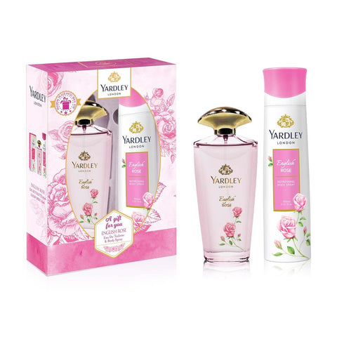 GETIT.QA- Qatar’s Best Online Shopping Website offers YARDLEY LONDON ENGLISH ROSE PERFUME EDT 125 ML + REFRESHING BODY SPRAY 150 ML at the lowest price in Qatar. Free Shipping & COD Available!