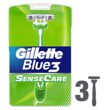 GETIT.QA- Qatar’s Best Online Shopping Website offers GILLETTE BLUE3 SENSITIVE CARE MENÂ€™S DISPOSABLE RAZORS 3 PCS at the lowest price in Qatar. Free Shipping & COD Available!