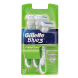 GETIT.QA- Qatar’s Best Online Shopping Website offers GILLETTE BLUE3 SENSITIVE CARE MENÂ€™S DISPOSABLE RAZORS 3 PCS at the lowest price in Qatar. Free Shipping & COD Available!