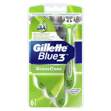 GETIT.QA- Qatar’s Best Online Shopping Website offers GILLETTE BLUE3 SENSE CARE MENÂ€™S DISPOSABLE RAZORS 6 PCS at the lowest price in Qatar. Free Shipping & COD Available!