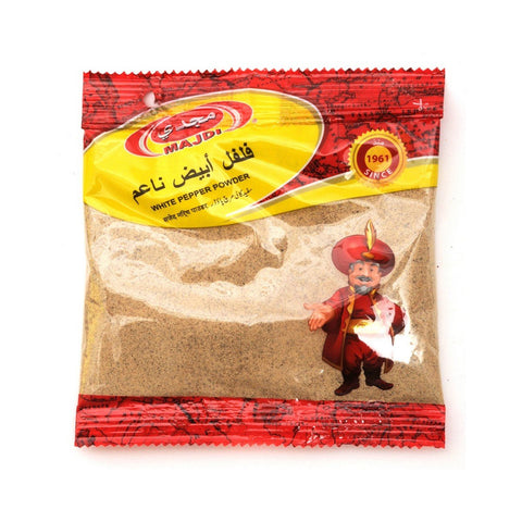 GETIT.QA- Qatar’s Best Online Shopping Website offers MAJDI WHITE PEPPER POWDER 90 G
 at the lowest price in Qatar. Free Shipping & COD Available!