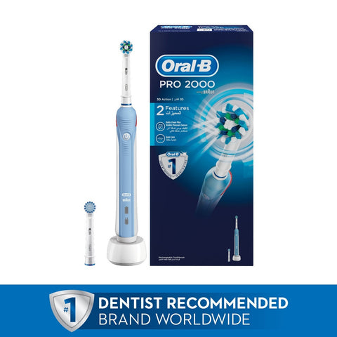 GETIT.QA- Qatar’s Best Online Shopping Website offers ORAL-B PRO 2000 CROSSACTION ELECTRIC RECHARGEABLE TOOTHBRUSH POWERED BY BRAUN ASSORTED COLOR at the lowest price in Qatar. Free Shipping & COD Available!