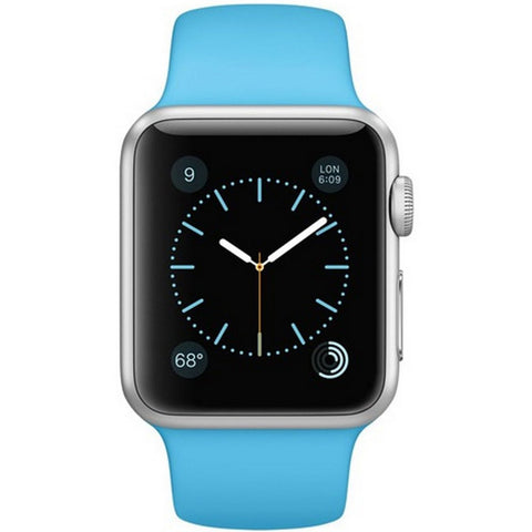 GETIT.QA- Qatar’s Best Online Shopping Website offers APPLE WATCH SPORT MLCG2 38MM SILVER ALUMINUM CASE WITH BLUE SPORT BAND at the lowest price in Qatar. Free Shipping & COD Available!