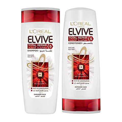 GETIT.QA- Qatar’s Best Online Shopping Website offers L'OREAL PARIS ELVIVE TOTAL REPAIR 5 SHAMPOO 400 ML + CONDITIONER 360 ML at the lowest price in Qatar. Free Shipping & COD Available!