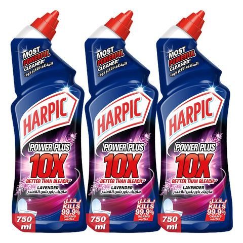 GETIT.QA- Qatar’s Best Online Shopping Website offers HARPIC LAVENDER POWER PLUS 10X MOST POWERFUL TOILET CLEANER 3 X 750 ML at the lowest price in Qatar. Free Shipping & COD Available!