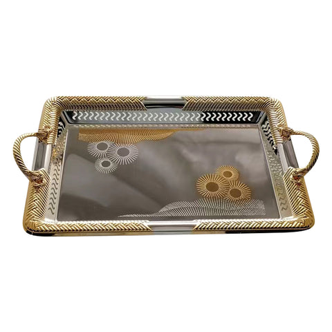 GETIT.QA- Qatar’s Best Online Shopping Website offers CHEFLINE STAINLESS STEEL SERVING TRAY-- 42X29 CM-- GOLD/SILVER-- SG705S at the lowest price in Qatar. Free Shipping & COD Available!