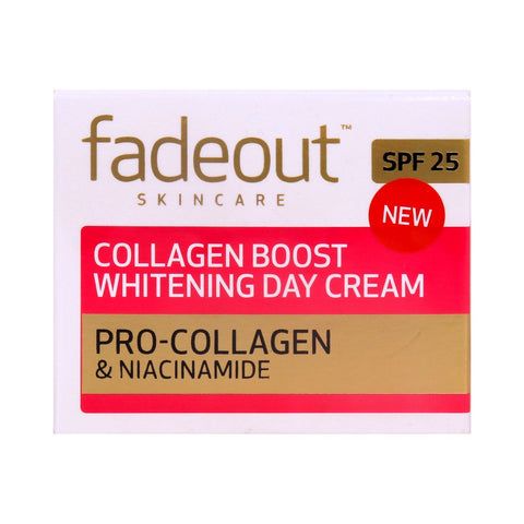 GETIT.QA- Qatar’s Best Online Shopping Website offers FADEOUT COLLAGEN BOOST WHITENING DAY CREAM SPF 25-- 50 ML at the lowest price in Qatar. Free Shipping & COD Available!