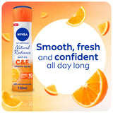 GETIT.QA- Qatar’s Best Online Shopping Website offers NIVEA NATURAL RADIANCE VITAMIN C&E ANTIPERSPIRANT SPRAY FOR WOMEN 150 ML at the lowest price in Qatar. Free Shipping & COD Available!