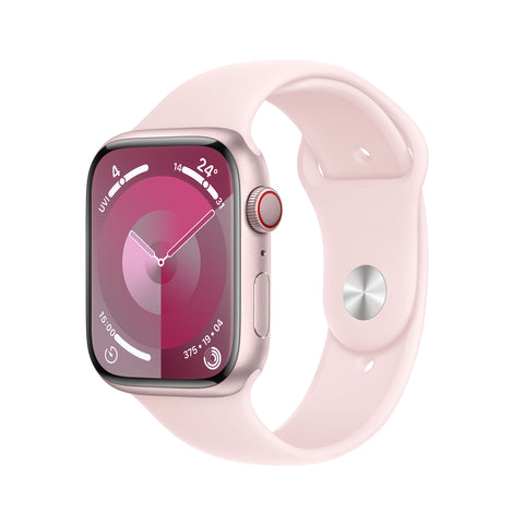 GETIT.QA- Qatar’s Best Online Shopping Website offers APPLE WATCH SERIES 9 GPS + CELLULAR, PINK ALUMINIUM CASE WITH LIGHT PINK SPORT BAND, 45 MM, M/L, MRML3QA/A at the lowest price in Qatar. Free Shipping & COD Available!