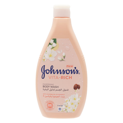 GETIT.QA- Qatar’s Best Online Shopping Website offers JOHNSON'S VITA-RICH PAMPERING BODY WASH WITH JOJOBA OIL & VITAMIN E 400 ML at the lowest price in Qatar. Free Shipping & COD Available!