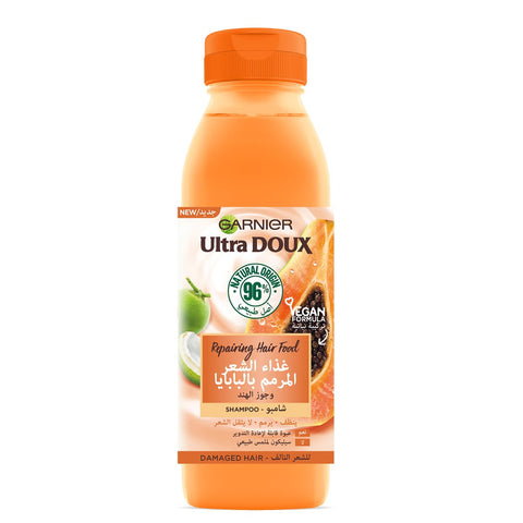 GETIT.QA- Qatar’s Best Online Shopping Website offers GARNIER ULTRA DOUX REPAIRING HAIR FOOD SHAMPOO PAPAYA & COCONUT 350 ML at the lowest price in Qatar. Free Shipping & COD Available!