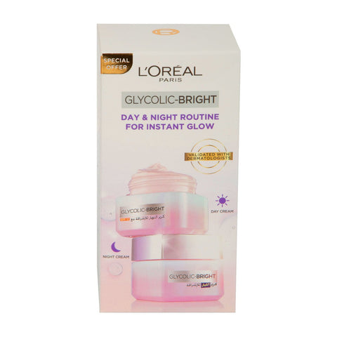 GETIT.QA- Qatar’s Best Online Shopping Website offers L'OREAL PARIS GLYCOLIC-BRIGHT GLOWING CREAM NIGHT 50 ML + GLOWING CREAM DAY 50 ML at the lowest price in Qatar. Free Shipping & COD Available!