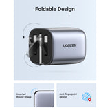 GETIT.QA- Qatar’s Best Online Shopping Website offers UGREEN NEXODE USB-C WALL CHARGER, 3 PORTS, 65 W, SPACE GRAY, 90663 at the lowest price in Qatar. Free Shipping & COD Available!