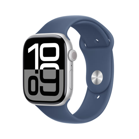 GETIT.QA- Qatar’s Best Online Shopping Website offers PRE-ORDER APPLE WATCH SERIES 10 GPS + CELLULAR, 42MM SILVER ALUMINIUM CASE WITH DENIM SPORT BAND - S/M, MWX33QA/A at the lowest price in Qatar. Free Shipping & COD Available!