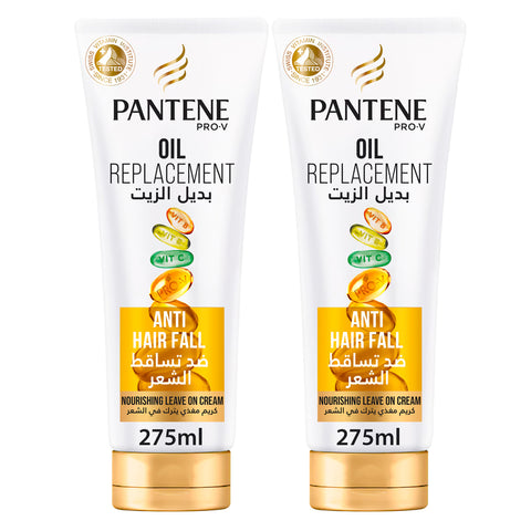 GETIT.QA- Qatar’s Best Online Shopping Website offers PANTENE PRO-V HAIR OIL REPLACEMENT LEAVE ON CREAM ANTI-HAIRFALL 2 X 275 ML at the lowest price in Qatar. Free Shipping & COD Available!