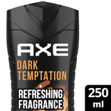 GETIT.QA- Qatar’s Best Online Shopping Website offers AXE DARK TEMPTATION 12HOURS REFRESHING FRAGRANCE 3IN1 SHOWER GEL 250 ML at the lowest price in Qatar. Free Shipping & COD Available!