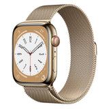 GETIT.QA- Qatar’s Best Online Shopping Website offers APPLE WATCH SERIES 8 GPS + CELLULAR, 45 MM, GOLD STAINLESS STEEL CASE WITH GOLD MILANESE LOOP at the lowest price in Qatar. Free Shipping & COD Available!