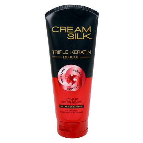 GETIT.QA- Qatar’s Best Online Shopping Website offers CREAM SILK TRIPLE KERATIN RESCUE ULTIMATE COLOR REVIVE ULTRA CONDITIONER 150 ML at the lowest price in Qatar. Free Shipping & COD Available!