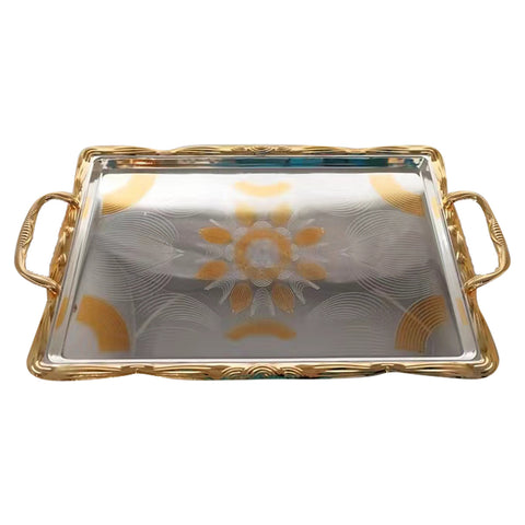 GETIT.QA- Qatar’s Best Online Shopping Website offers CHEFLINE STAINLESS STEEL SERVING TRAY-- 42X27 CM-- SILVER/GOLD-- SG230L at the lowest price in Qatar. Free Shipping & COD Available!