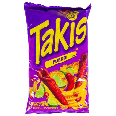 GETIT.QA- Qatar’s Best Online Shopping Website offers TAKIS FUEGO HOT CHILI PEPPER AND LIME ROLLED TORTILLA CHIPS 280 G at the lowest price in Qatar. Free Shipping & COD Available!