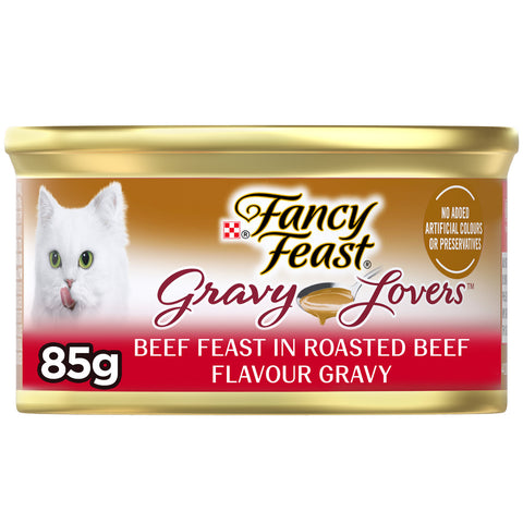 GETIT.QA- Qatar’s Best Online Shopping Website offers PURINA FANCY FEAST GRAVY LOVERS BEEF FEAST IN ROASTED BEEF FLAVOUR GRAVY CAT FOOD 85 G
 at the lowest price in Qatar. Free Shipping & COD Available!