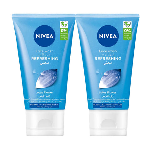 GETIT.QA- Qatar’s Best Online Shopping Website offers NIVEA REFRESHING LOTUS FLOWER FACE WASH VALUE PACK 2 X 150 ML at the lowest price in Qatar. Free Shipping & COD Available!