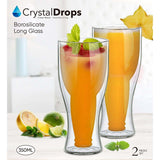 GETIT.QA- Qatar’s Best Online Shopping Website offers CRYSTAL DROPS BOROSILICATE DOUBLE WALL LONG GLASS SET-- 350 ML-- 2 PCS at the lowest price in Qatar. Free Shipping & COD Available!