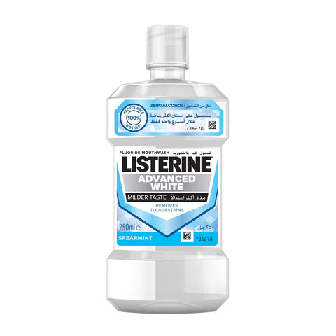 GETIT.QA- Qatar’s Best Online Shopping Website offers LISTERINE ADVANCED ZERO ALCOHOL WHITE SPEARMINT MOUTHWASH 250 ML at the lowest price in Qatar. Free Shipping & COD Available!