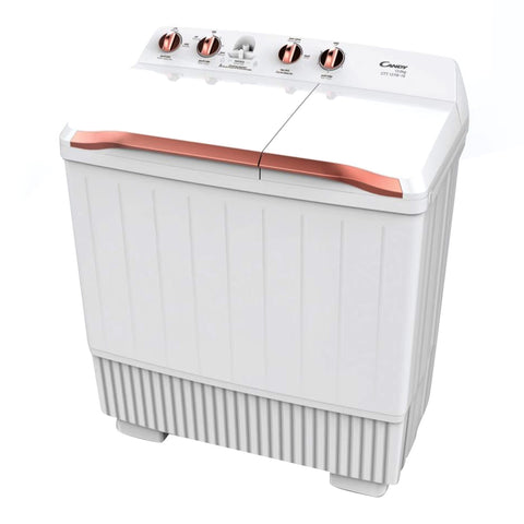 GETIT.QA- Qatar’s Best Online Shopping Website offers CANDY TWIN TUB SEMI AUTOMATIC TOP LOAD WASHING MACHINE 12/7 KG, AC MOTOR, PLASTIC CABINET, EN-AR PANEL, WHITE/GREY COLOUR, CTT127W-19 at the lowest price in Qatar. Free Shipping & COD Available!