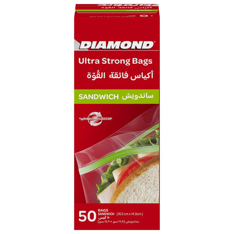 GETIT.QA- Qatar’s Best Online Shopping Website offers DIAMOND ULTRA STRONG ZIPPER SANDWICH BAGS OXO-BIODEGRADABLE SIZE 16.5 X 14.9CM 50PCS at the lowest price in Qatar. Free Shipping & COD Available!