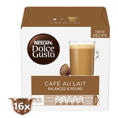 GETIT.QA- Qatar’s Best Online Shopping Website offers NESCAFE DOLCE GUSTO CAFE AU LAIT CAPSULES 16 TEABAGS at the lowest price in Qatar. Free Shipping & COD Available!