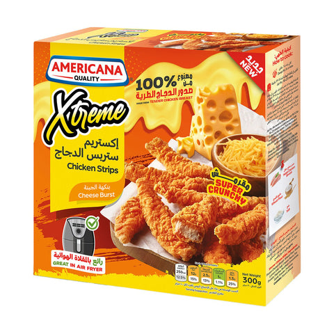 GETIT.QA- Qatar’s Best Online Shopping Website offers AMERICANA XTREME CHEESE BURST CHICKEN STRIPS 300 G at the lowest price in Qatar. Free Shipping & COD Available!