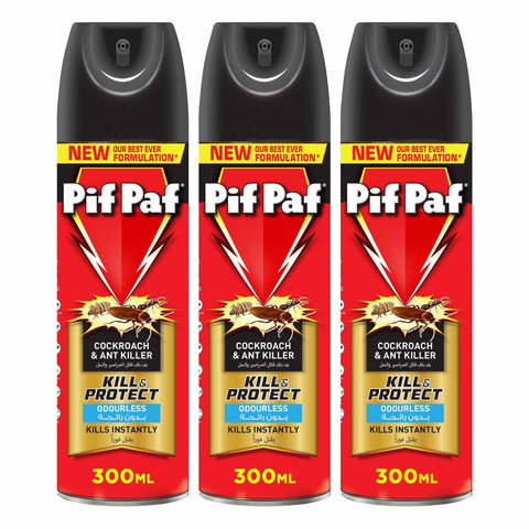 GETIT.QA- Qatar’s Best Online Shopping Website offers PIF PAF ODOURLESS COCKROACH & ANT KILLER 300 ML 2+1 at the lowest price in Qatar. Free Shipping & COD Available!