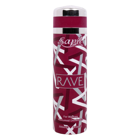 GETIT.QA- Qatar’s Best Online Shopping Website offers SAPIL RAVE PERFUMED DEODORANT FOR WOMEN 200 ML at the lowest price in Qatar. Free Shipping & COD Available!