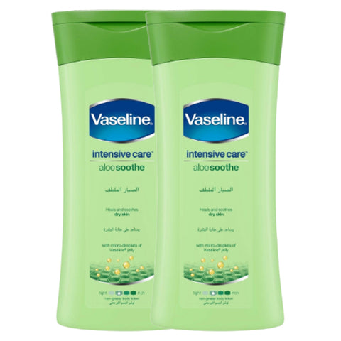 GETIT.QA- Qatar’s Best Online Shopping Website offers VASELINE INTENSIVE CARE ALOE SOOTHE BODY LOTION 2 X 400 ML at the lowest price in Qatar. Free Shipping & COD Available!