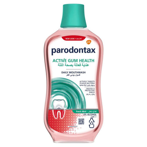 GETIT.QA- Qatar’s Best Online Shopping Website offers PARODONTAX ACTIVE GUM HEALTH FRESH MINT DAILY MOUTHWASH 500 ML at the lowest price in Qatar. Free Shipping & COD Available!