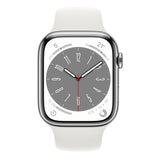 GETIT.QA- Qatar’s Best Online Shopping Website offers APPLE WATCH SERIES 8 GPS + CELLULAR, 45 MM, SILVER STAINLESS STEEL CASE WITH WHITE SPORT BAND, REGULAR at the lowest price in Qatar. Free Shipping & COD Available!