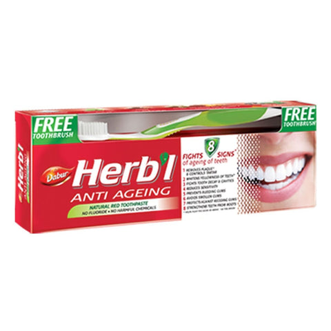 GETIT.QA- Qatar’s Best Online Shopping Website offers DABUR HERBAL ANTI AGEING NATURAL RED TOOTHPASTE-- 150 G at the lowest price in Qatar. Free Shipping & COD Available!